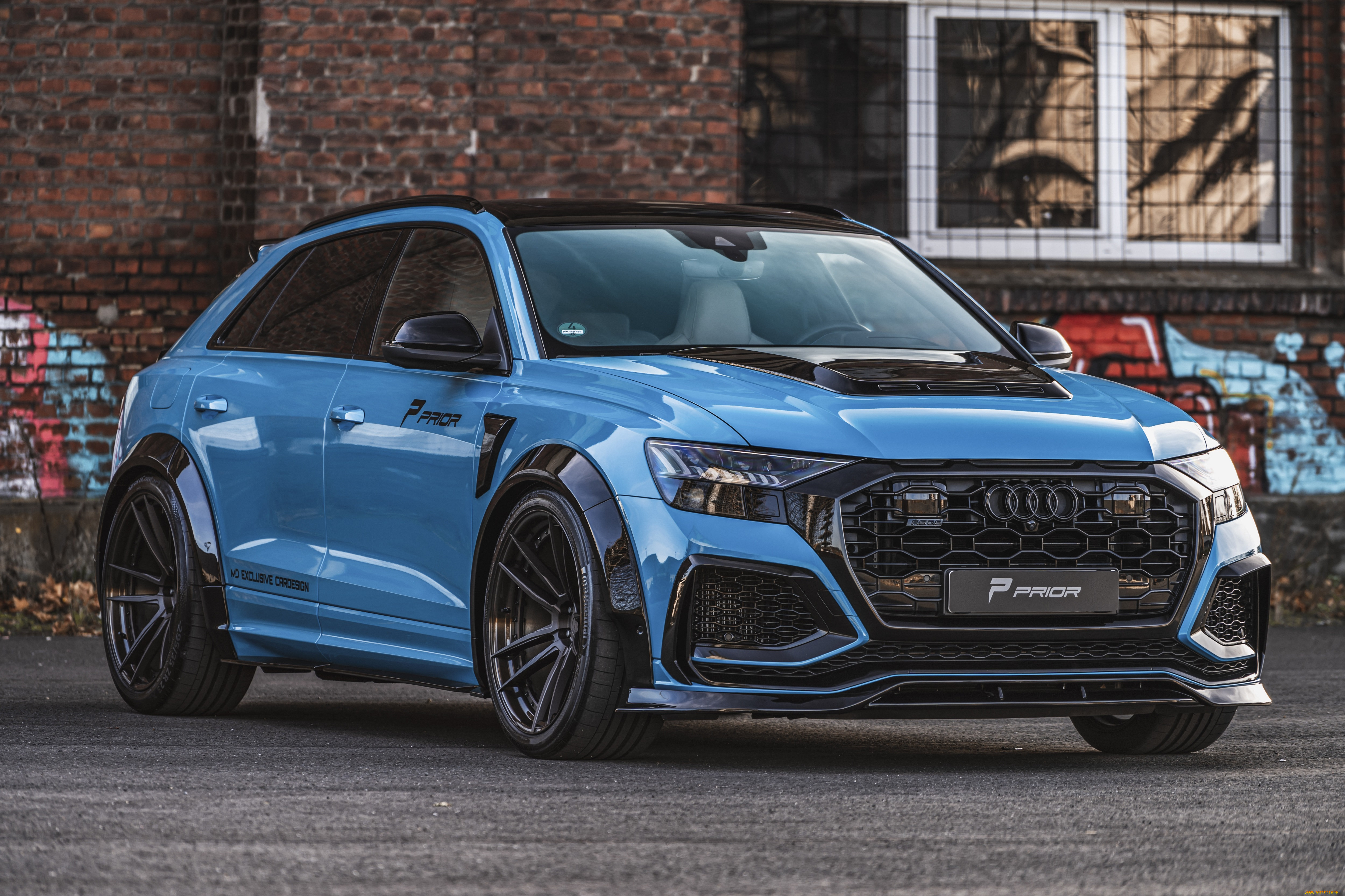 , audi, blue, prior, design, rs, q8, aerodynamic-kit